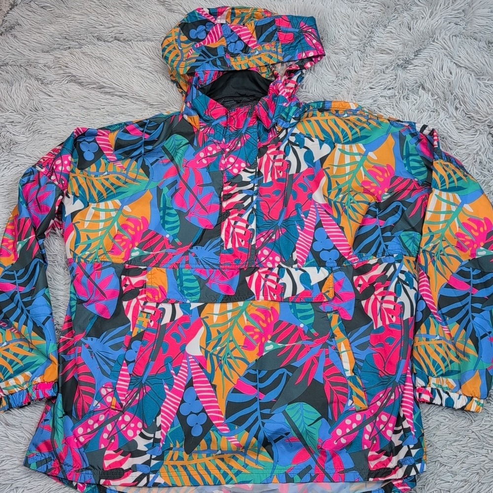 Lauren James Jacket Womens XL Windbreaker‎ Pockets Vented Packable Hood Pullover